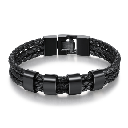 Personalisierte 4 Namen Stammbaum-Namenskette mit 4 Geburtssteinen & 4 Namen Herren Armband Geschenkbox-Set