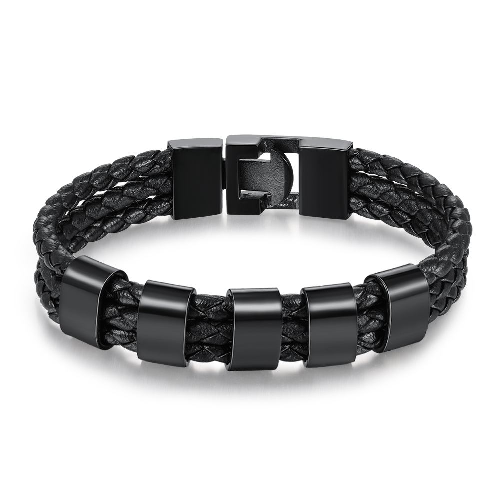 Personalisierte 5 Namen Stammbaum-Namenskette mit 5 Geburtssteinen & 5 Namen Herren Armband Geschenkbox-Set