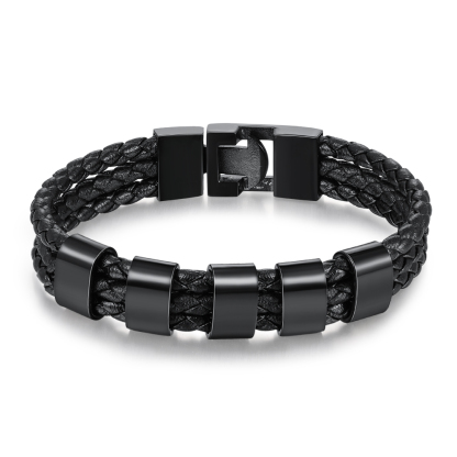 Personalisierte 5 Namen Stammbaum-Namenskette mit 5 Geburtssteinen & 5 Namen Herren Armband Geschenkbox-Set