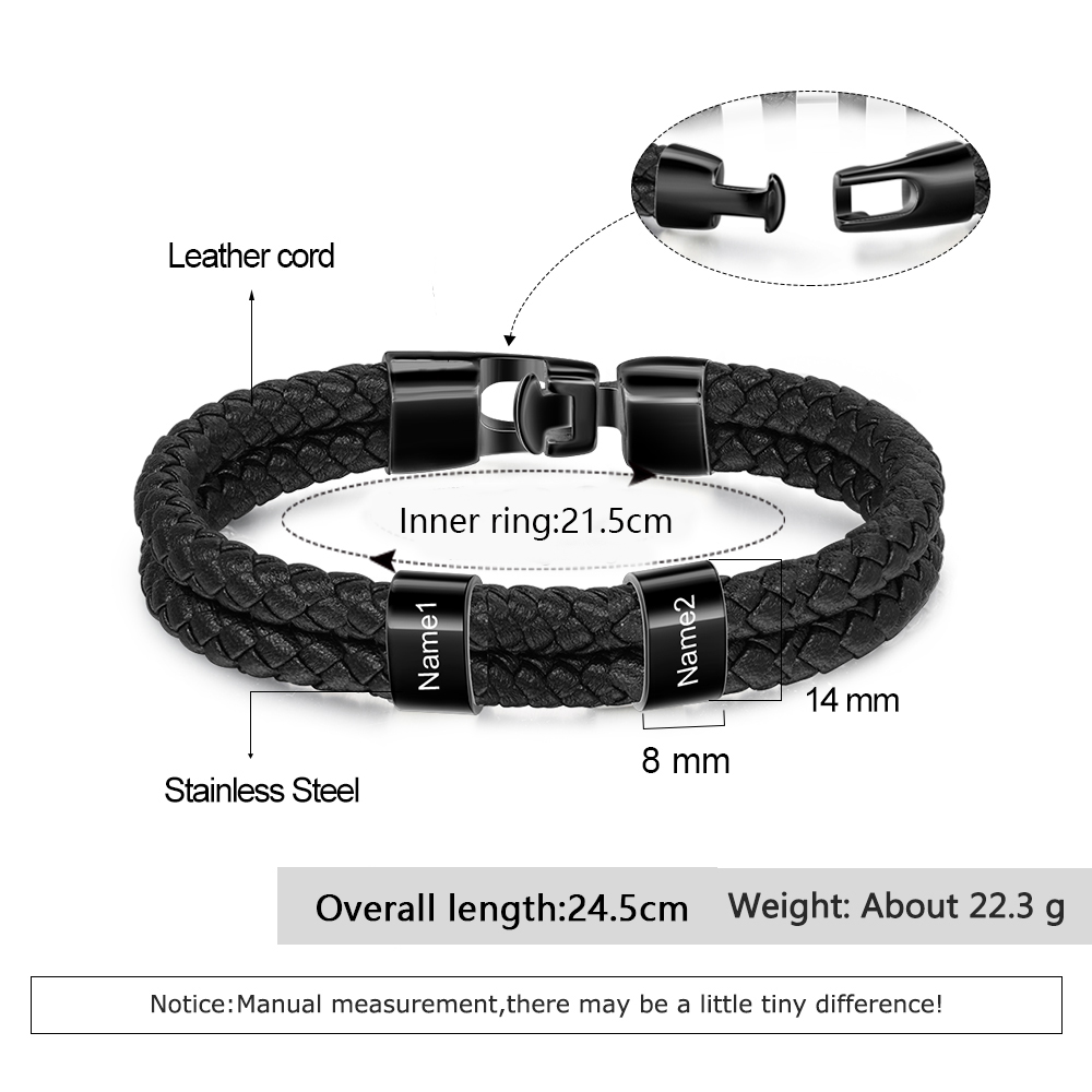 Personalisiertes Foto & Name & Buchstabe Geldbörse & 2 Namen Schwarz Armband Geschenkpackung Geschenkbox Set