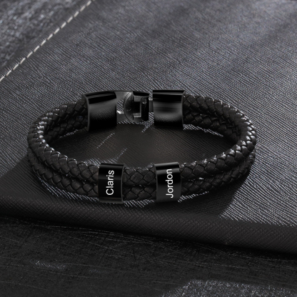 Personalisiertes Foto & Name & Buchstabe Geldbörse & 2 Namen Schwarz Armband Geschenkpackung Geschenkbox Set