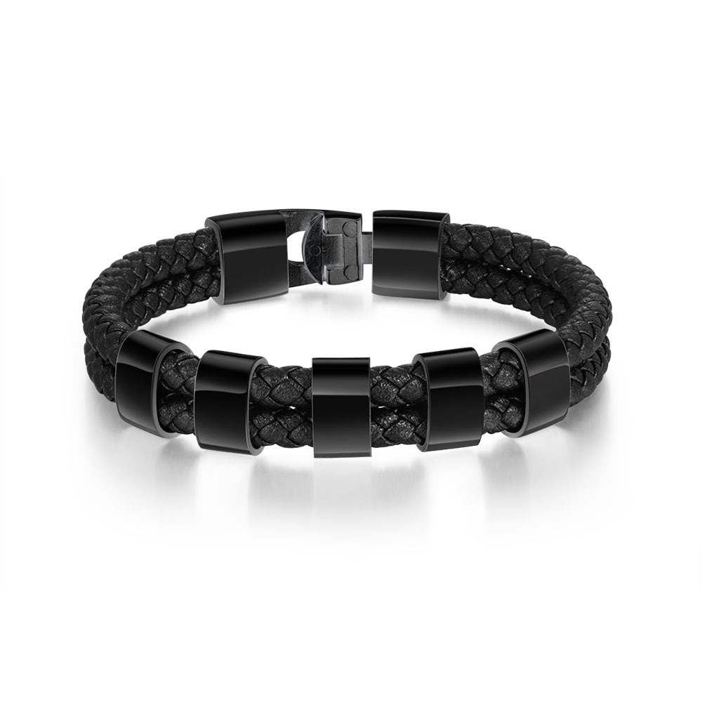 Personalisiertes Foto & Name & Buchstabe Geldbörse & 5 Namen Schwarz Armband Geschenkpackung Geschenkbox Set