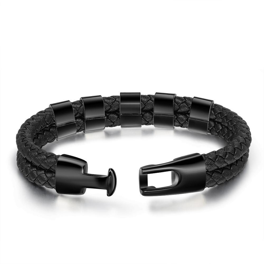 Personalisiertes Foto & Name & Buchstabe Geldbörse & 5 Namen Schwarz Armband Geschenkpackung Geschenkbox Set