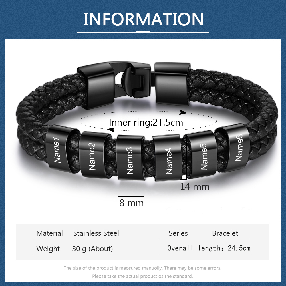Personalisiertes Foto & Name & Buchstabe Geldbörse & 6 Namen Schwarz Armband Geschenkpackung Geschenkbox Set