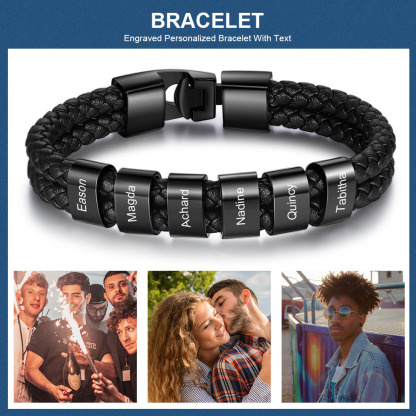 Personalisiertes Foto & Name & Buchstabe Geldbörse & 6 Namen Schwarz Armband Geschenkpackung Geschenkbox Set