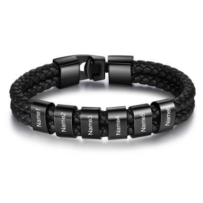 Personalisiertes Foto & Name & Buchstabe Geldbörse & 6 Namen Schwarz Armband Geschenkpackung Geschenkbox Set