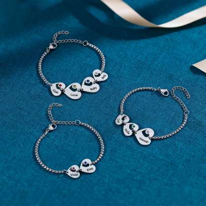 Herz-Armband mit Gravur von 1–6 Namen & Geburtssteinen