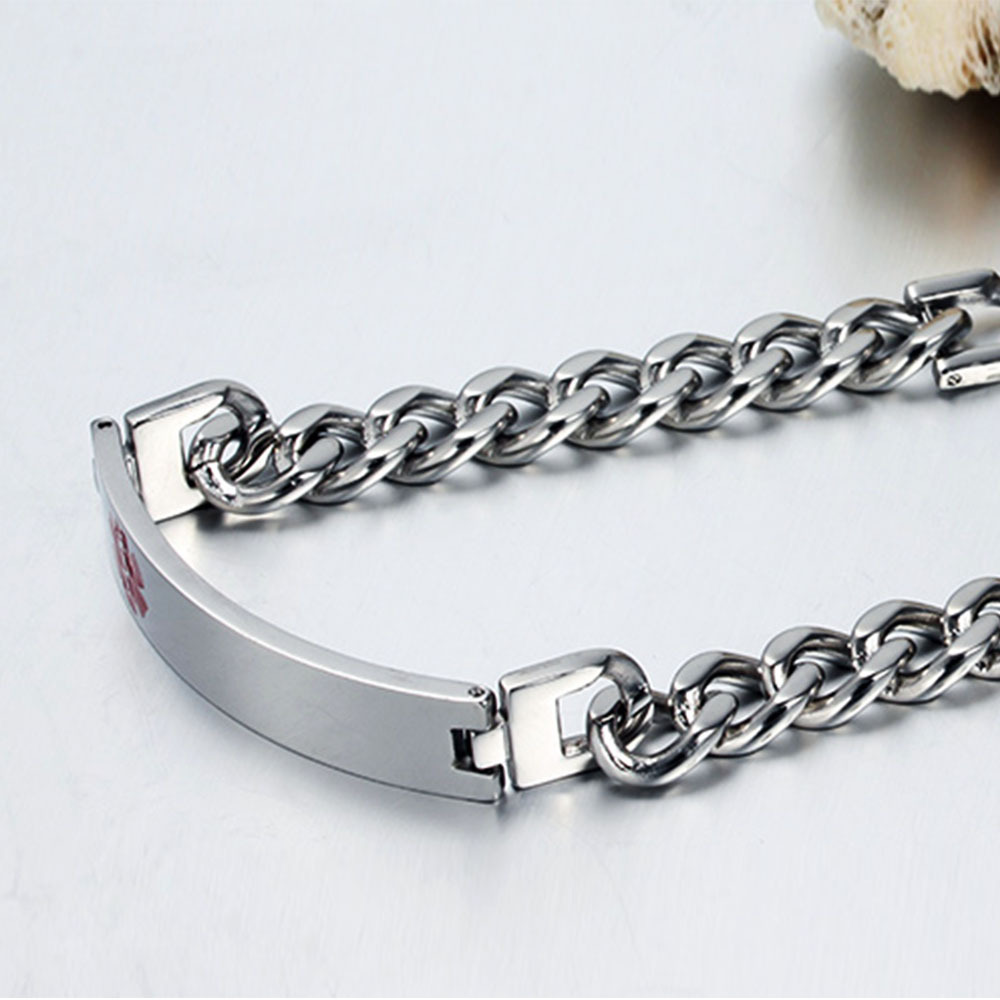 Personalisierte 4 Texte Edelstahl Notfall-Medizin-Armband in Silber/ Schwarz/ Golden Farben