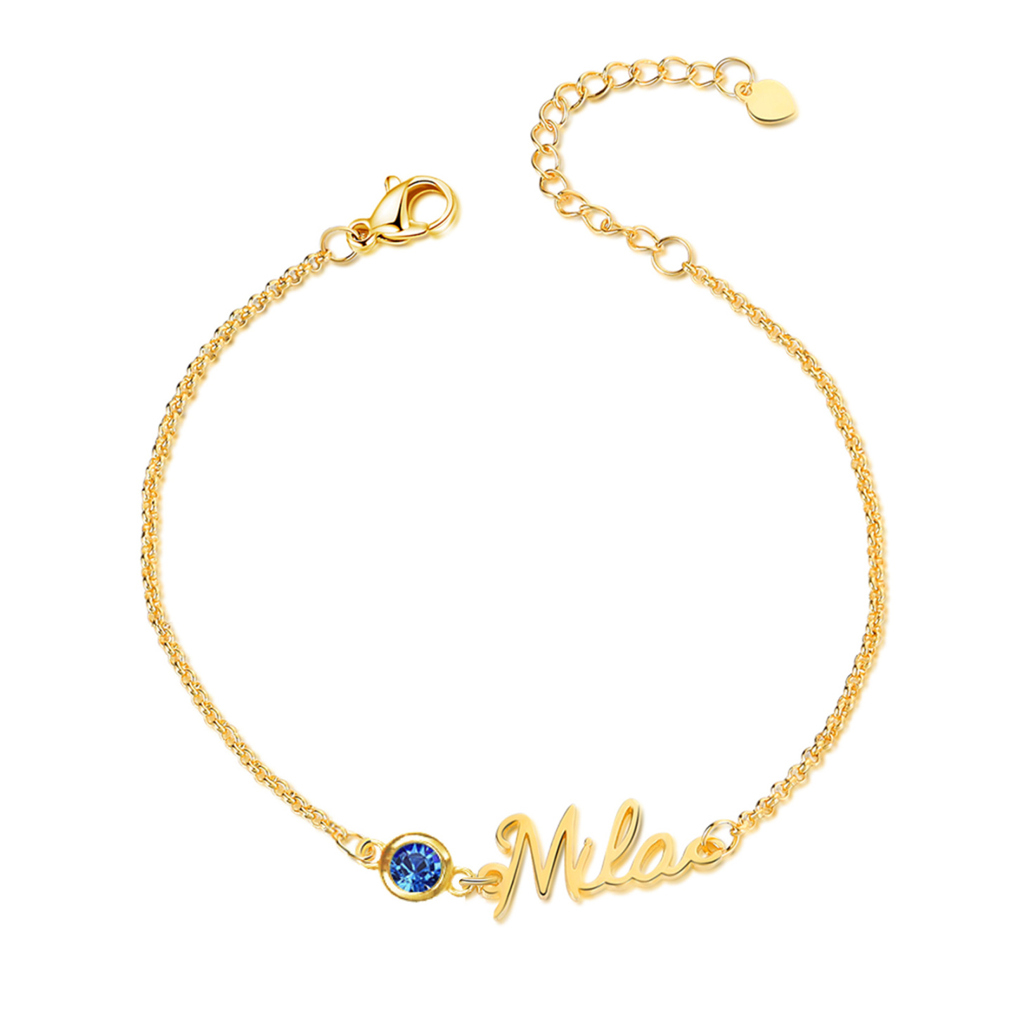Personalisierter 1 Name Armband mit 1 Geburtsstein in 3 Farben