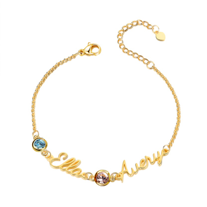 Personalisierte 1-5 Namen Armband mit 1-5 Geburtssteinen in Golden/ Silber/ Rosagold