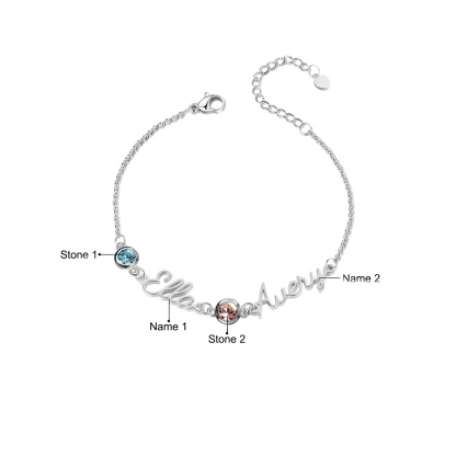 Personalisierte 1-5 Namen Armband mit 1-5 Geburtssteinen in Golden/ Silber/ Rosagold