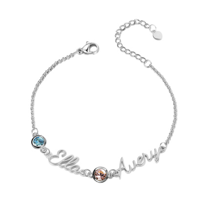 Personalisierte 1-5 Namen Armband mit 1-5 Geburtssteinen in Golden/ Silber/ Rosagold