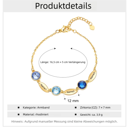 Personalisiertes Feines Armband mit 1–6 Namen und Geburtssteinen