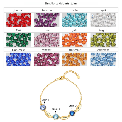 Personalisiertes Feines Armband mit 1–6 Namen und Geburtssteinen