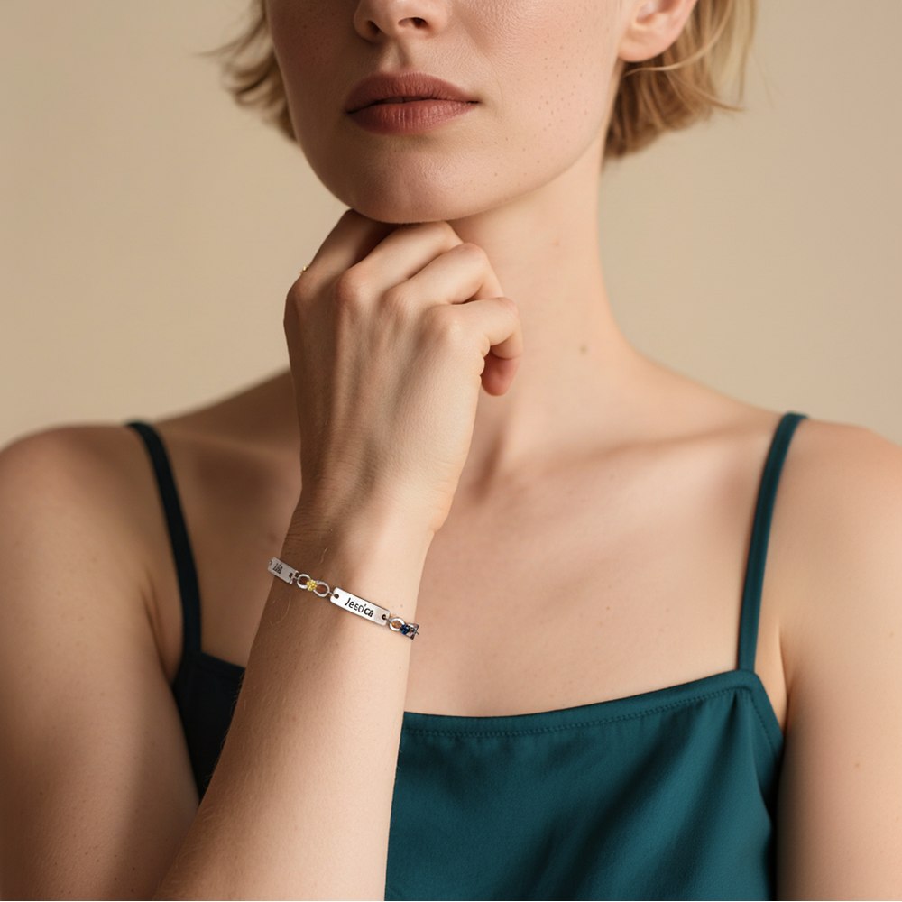 Personalisiertes 1-6 Namen Infinity Armband mit 1-6 Geburtssteinen