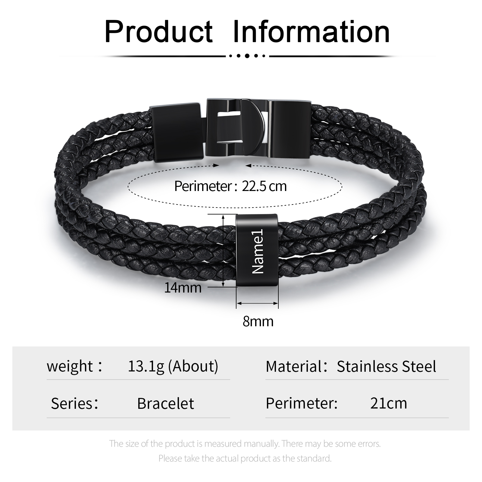 Personalisierter 1 Name Stammbaum-Namenskette mit 1 Geburtssteinen & 1 Name Herren Armband Geschenkbox-Set