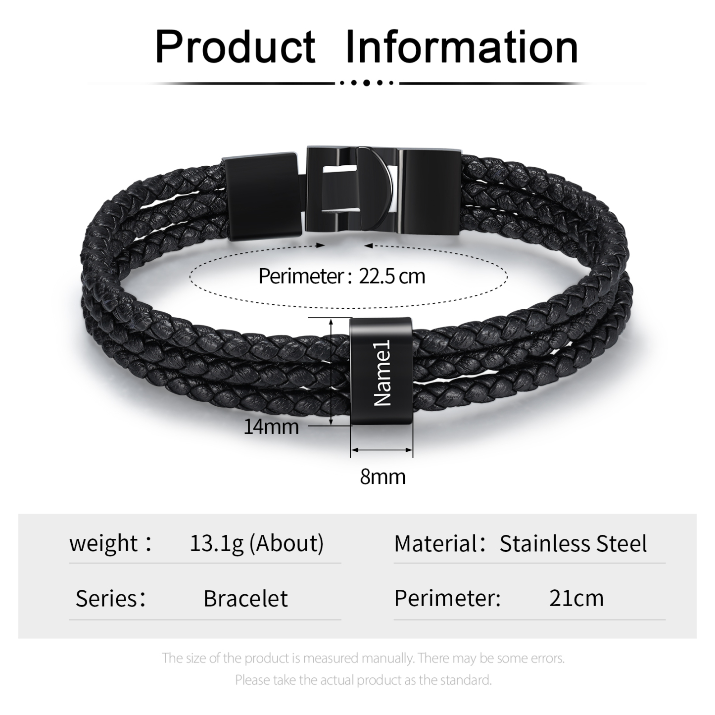 Personalisierter 1 Name Stammbaum-Namenskette mit 1 Geburtssteinen & 1 Name Herren Armband Geschenkbox-Set