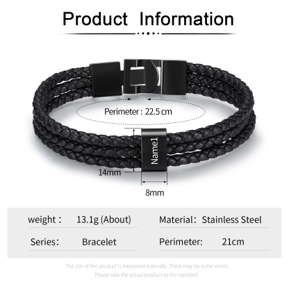 Personalisierter 1 Name Stammbaum-Namenskette mit 1 Geburtssteinen & 1 Name Herren Armband Geschenkbox-Set