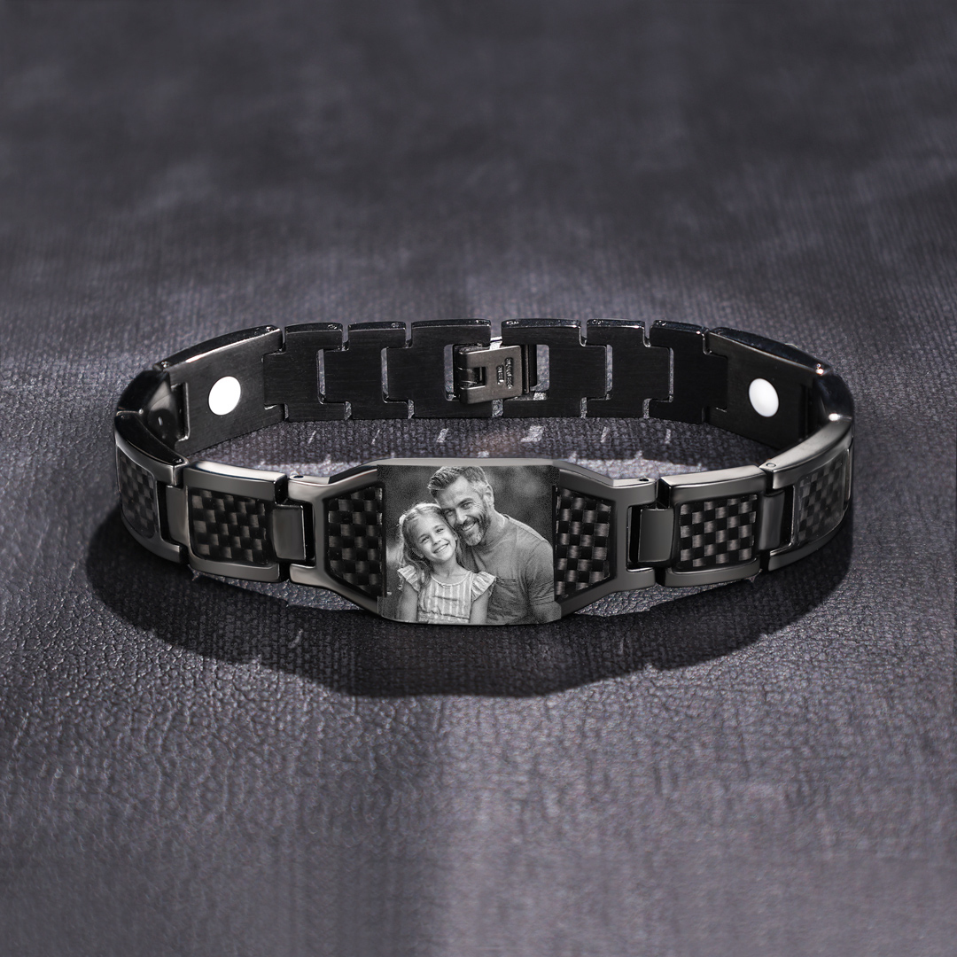 Herren Personalisierbarer Foto Magnetarmband - Powerarmband mit 3 Magneten