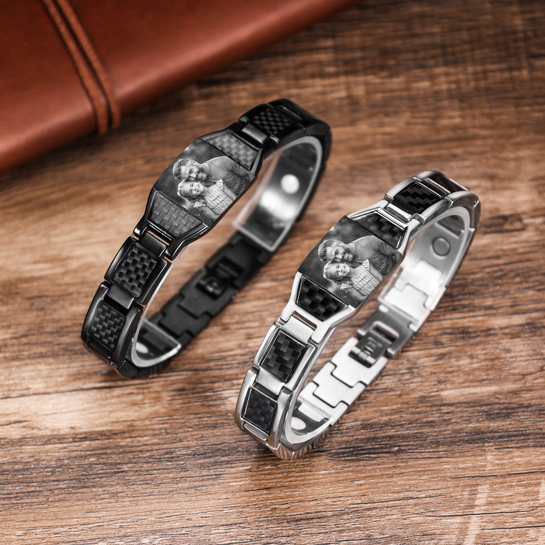 Herren Personalisierbarer Foto Magnetarmband - Powerarmband mit 3 Magneten