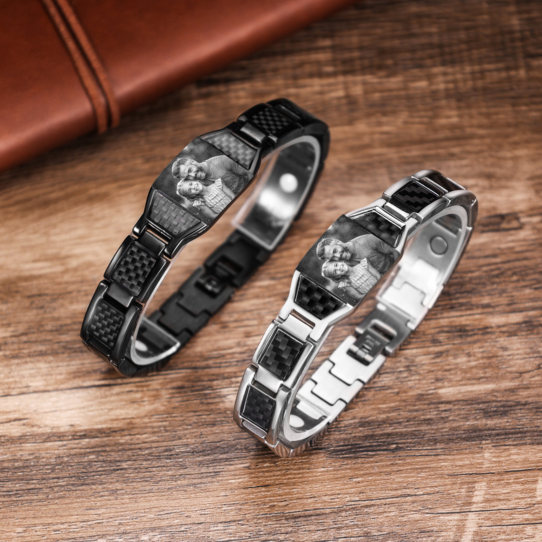 Herren Personalisierbarer Foto Magnetarmband - Powerarmband mit 3 Magneten