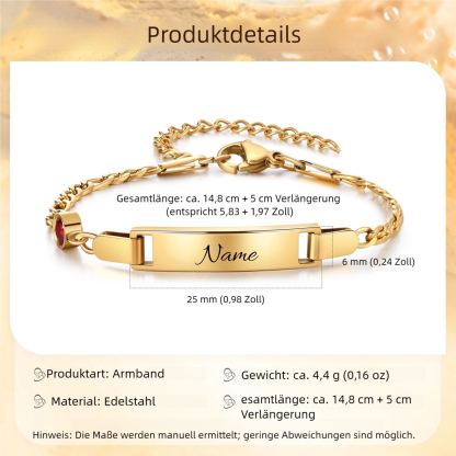 Personalisierter Name & Geburtsstein Babyarmband zur Geburt