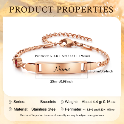 Personalisierter Name & Geburtsstein Babyarmband zur Geburt