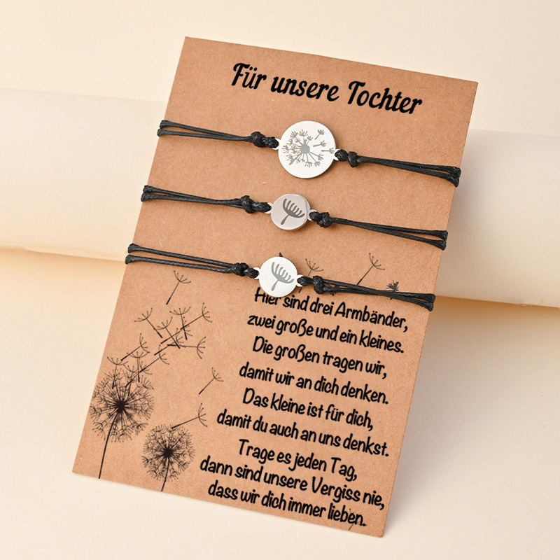Löwenzahn Armbänder Set-Für das Schulkind-Schulanfang Geschenk mit Nachrichtenkarte