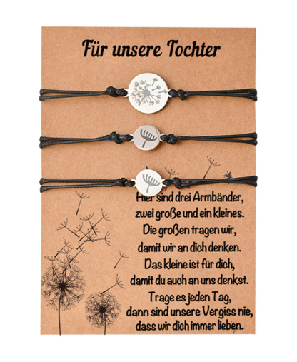 Löwenzahn Armbänder Set-Für das Schulkind-Schulanfang Geschenk mit Nachrichtenkarte
