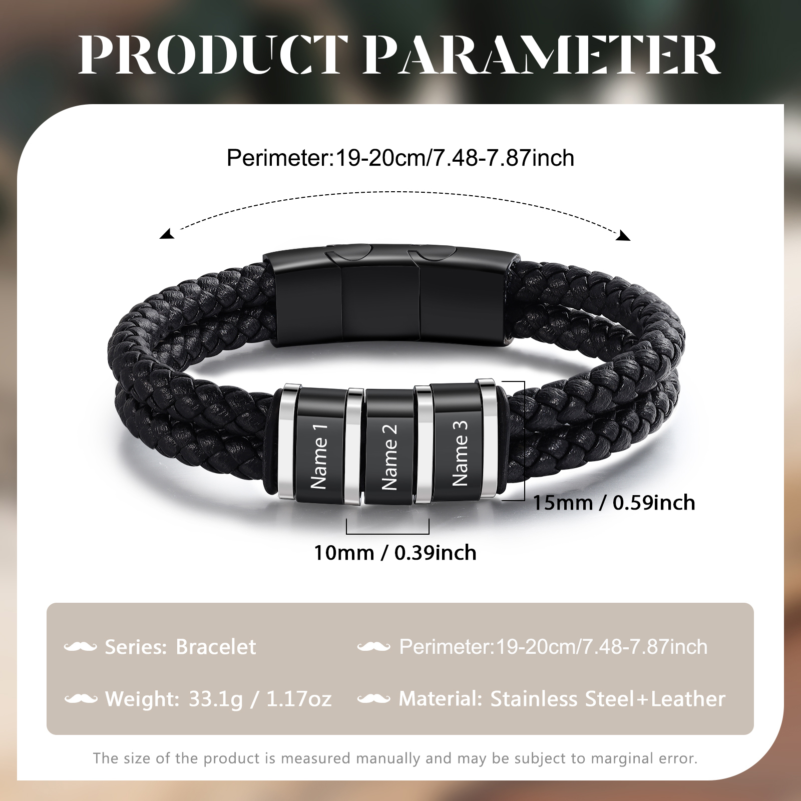 Herren Personalisierte 1-5 Namen Doppellagiges Geflochtenes Leder Armband