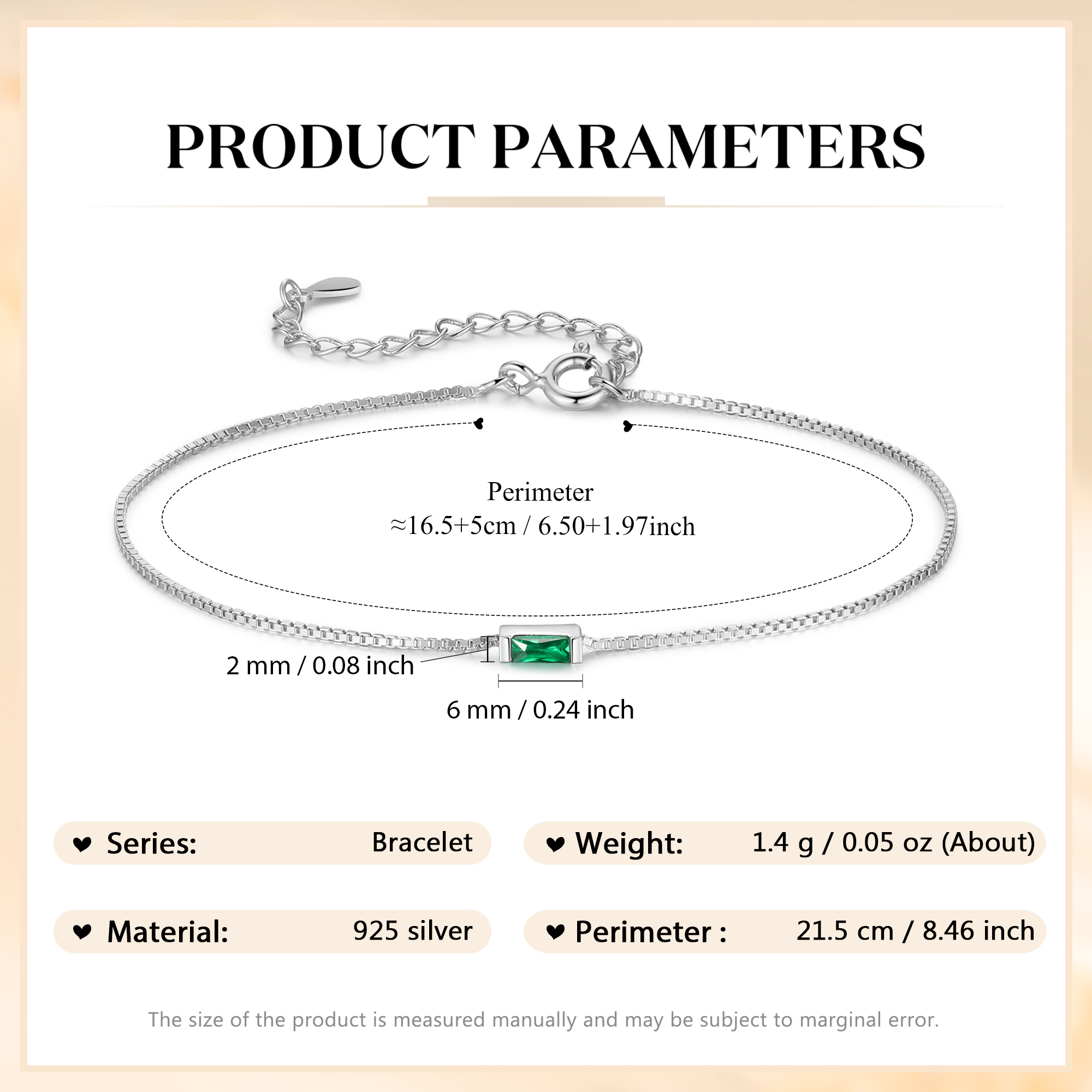 Personalisierbares Armband aus 925er Silber, altvergoldet, mit 2–6 individuellen Geburtssteinen
