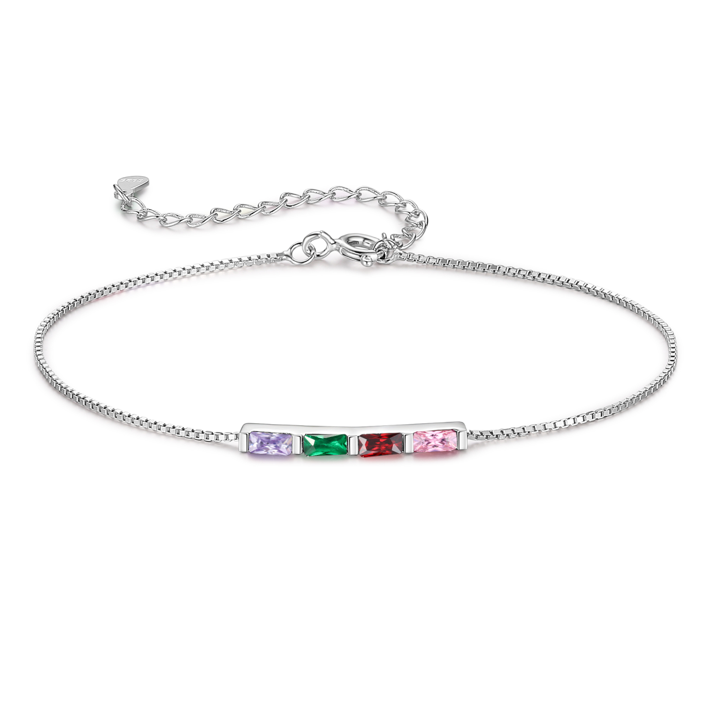 Personalisierbares Armband aus 925er Silber, altvergoldet, mit 2–6 individuellen Geburtssteinen
