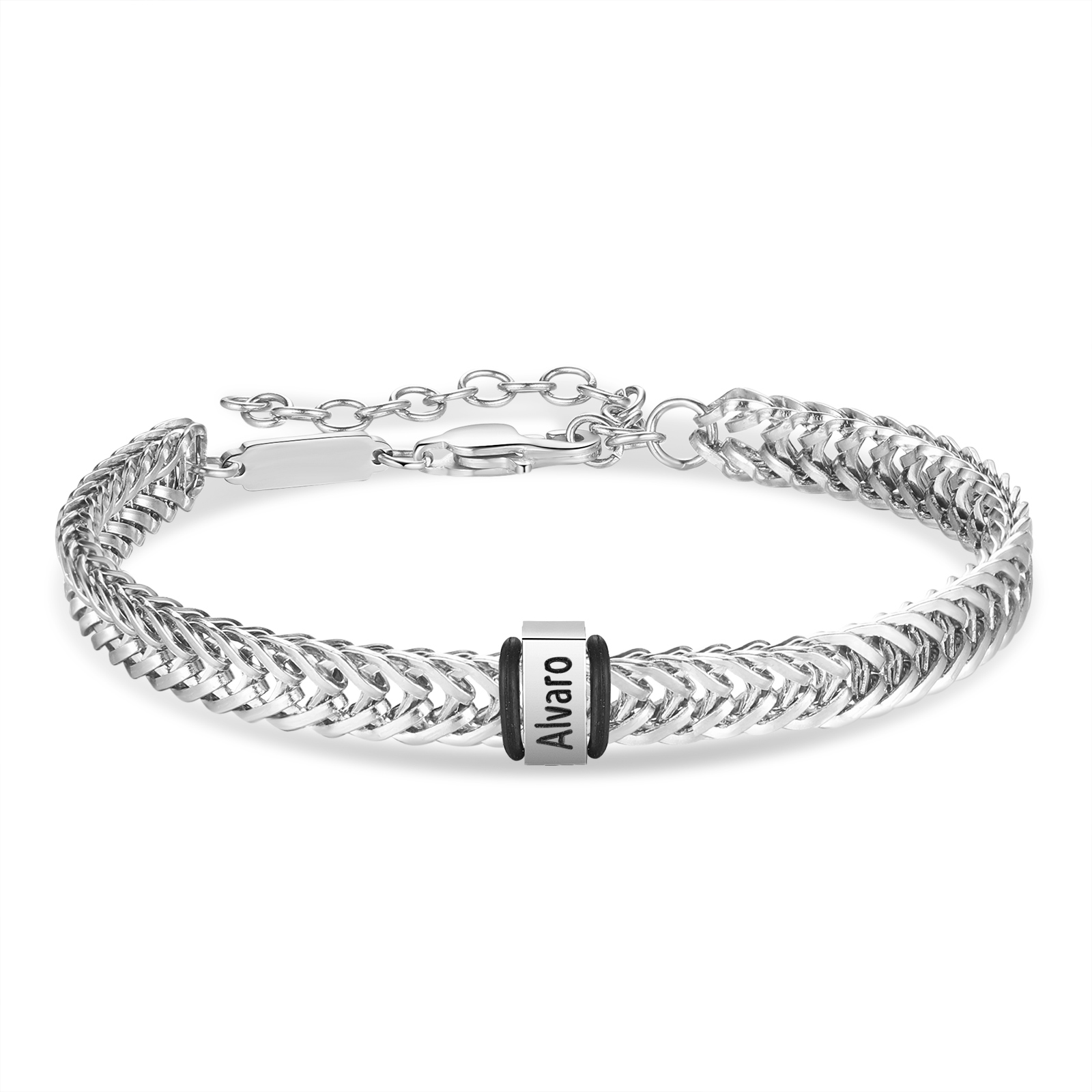 Personalisiertes 2 Namen Herren Edelstahl Armband