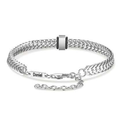 Personalisiertes 2 Namen Herren Edelstahl Armband