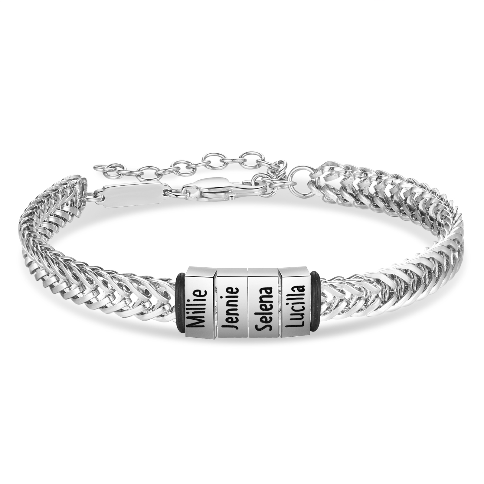 Personalisiertes 4 Namen Herren Edelstahl Armband