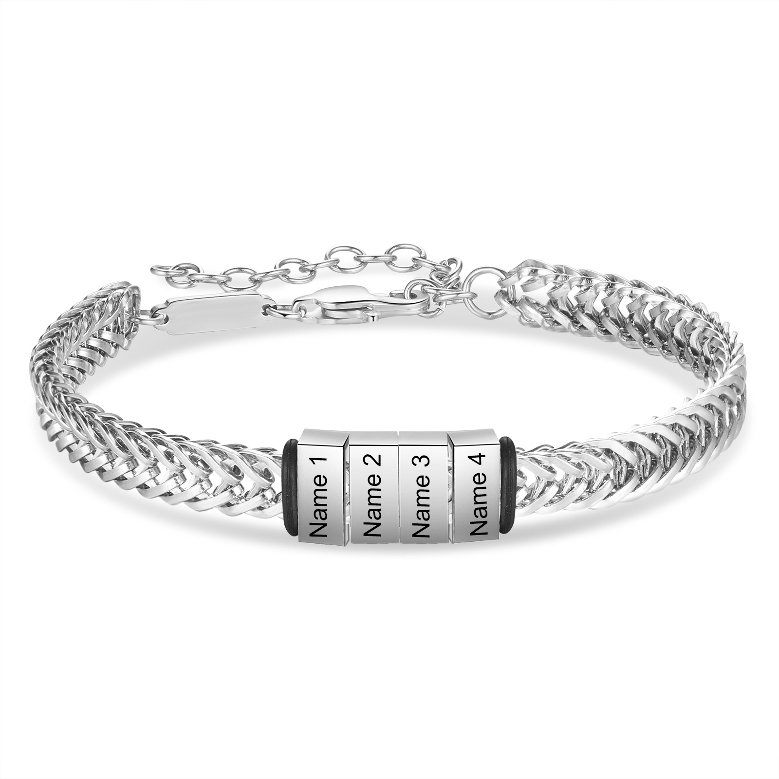 Personalisiertes 4 Namen Herren Edelstahl Armband