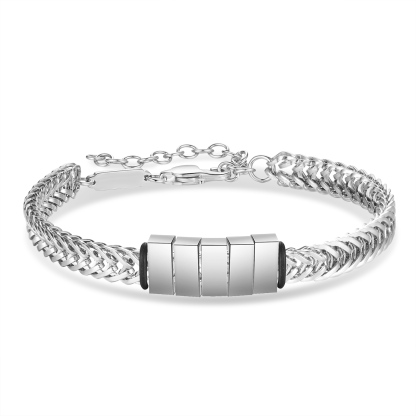 Personalisiertes 5 Namen Herren Edelstahl Armband