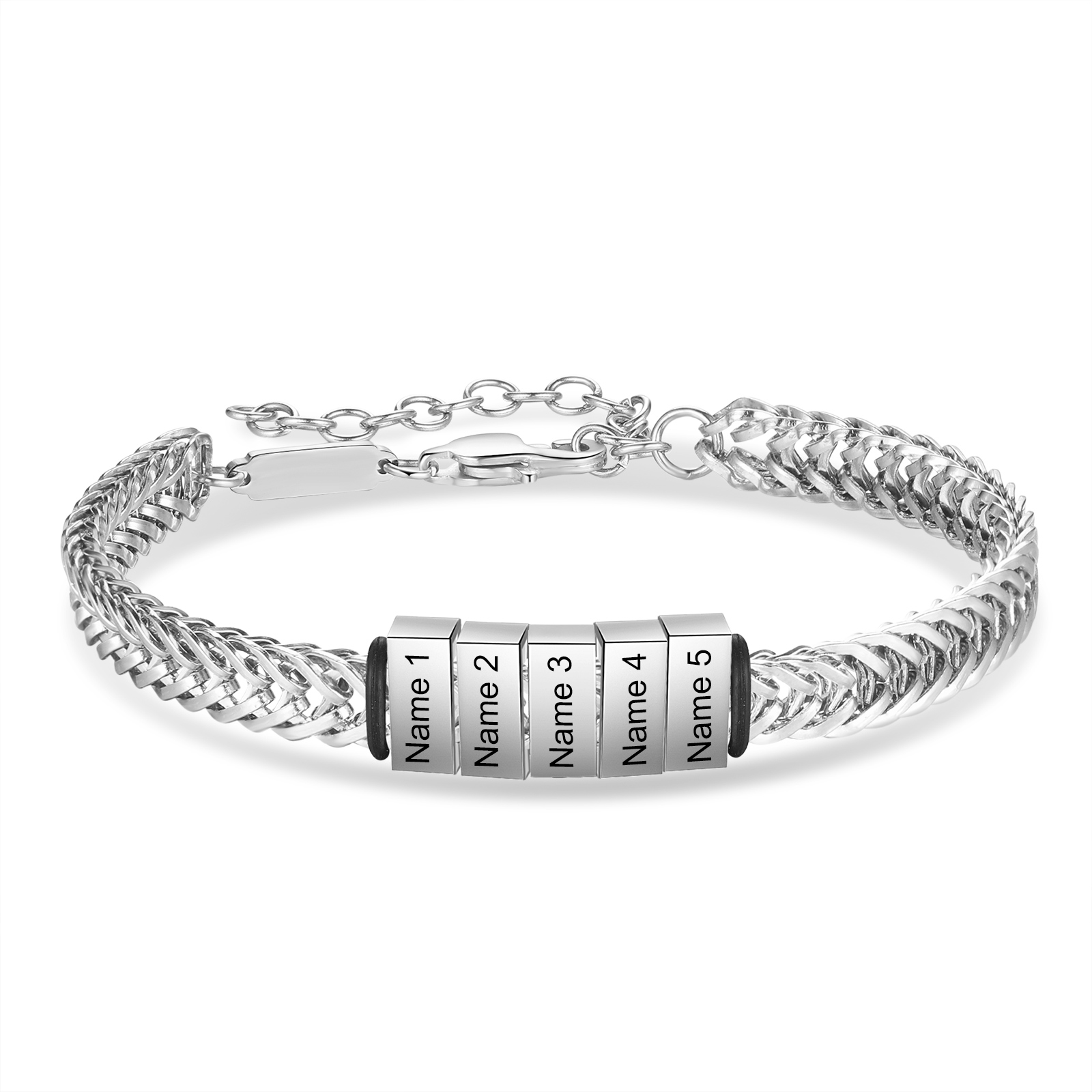 Personalisiertes 5 Namen Herren Edelstahl Armband