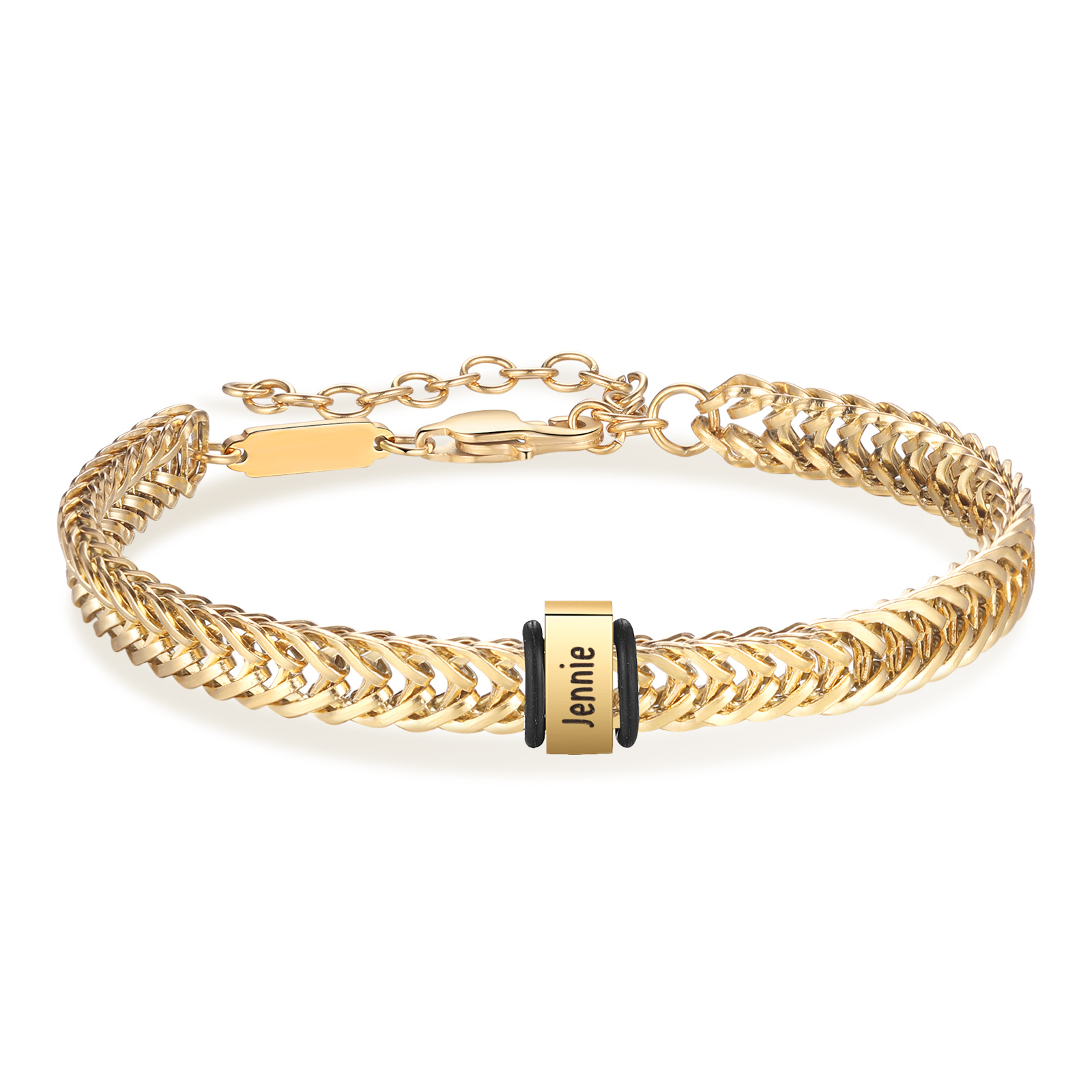 Personalisiertes 2 Namen Herren Edelstahl Armband