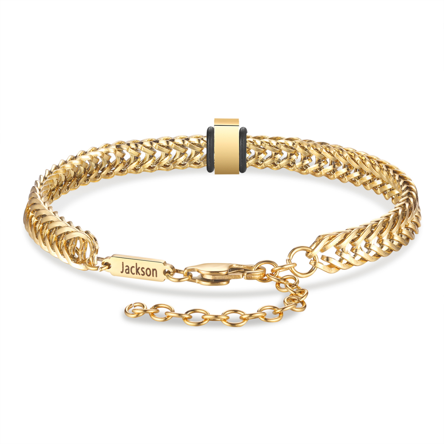 Personalisiertes 2 Namen Herren Edelstahl Armband