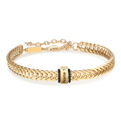 Personalisiertes 2 Namen Herren Edelstahl Armband