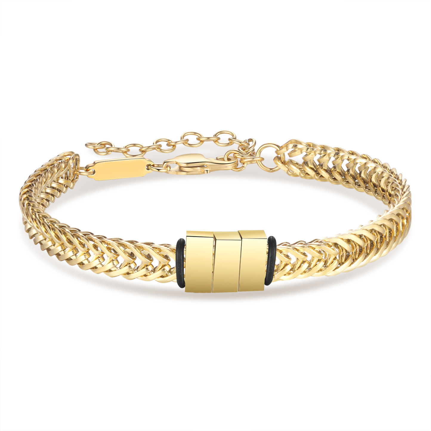 Personalisiertes 3 Namen Herren Edelstahl Armband