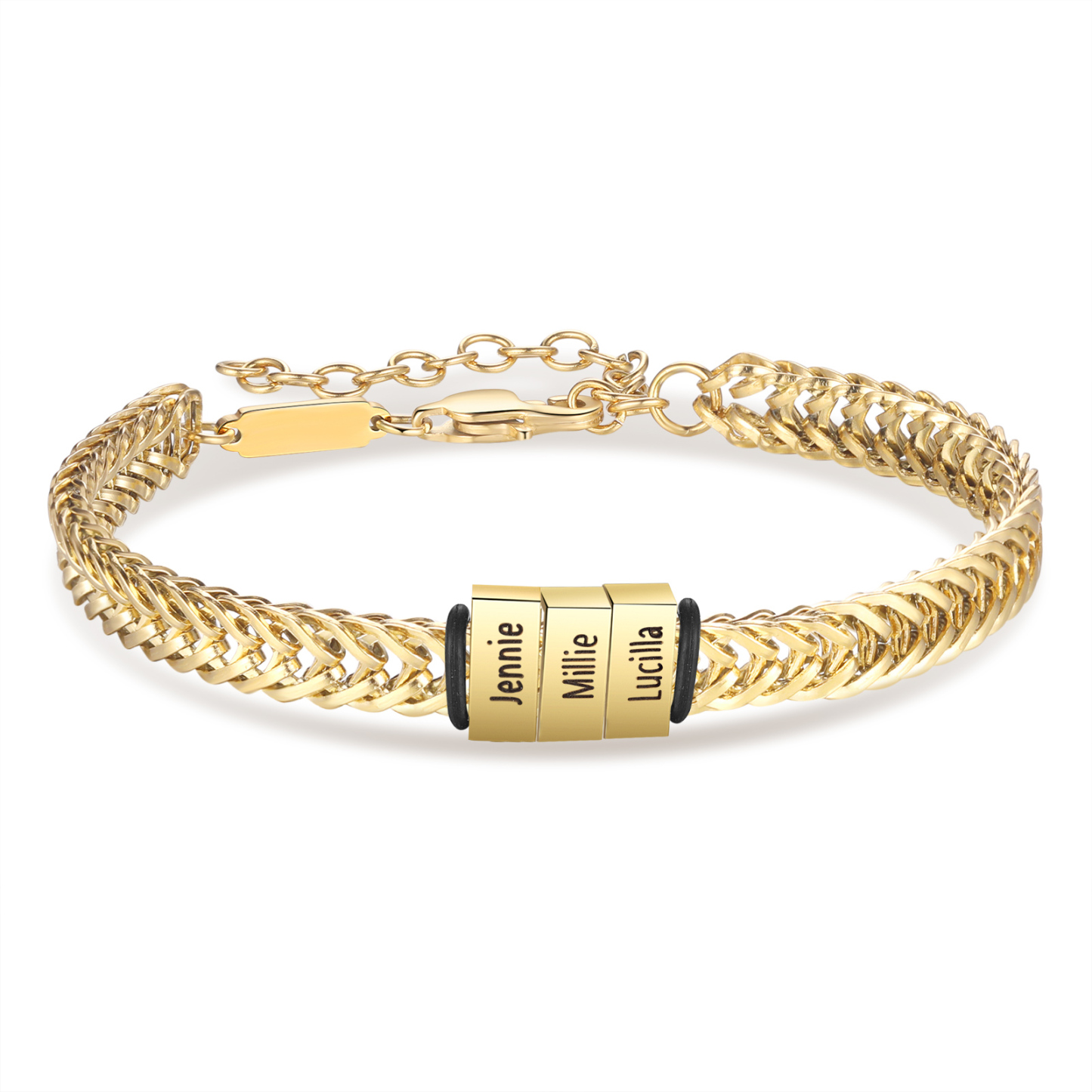 Personalisiertes 3 Namen Herren Edelstahl Armband