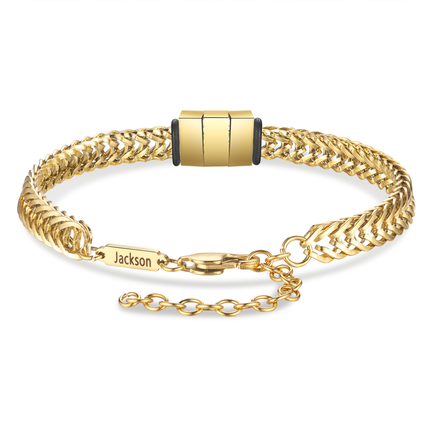 Personalisiertes 3 Namen Herren Edelstahl Armband