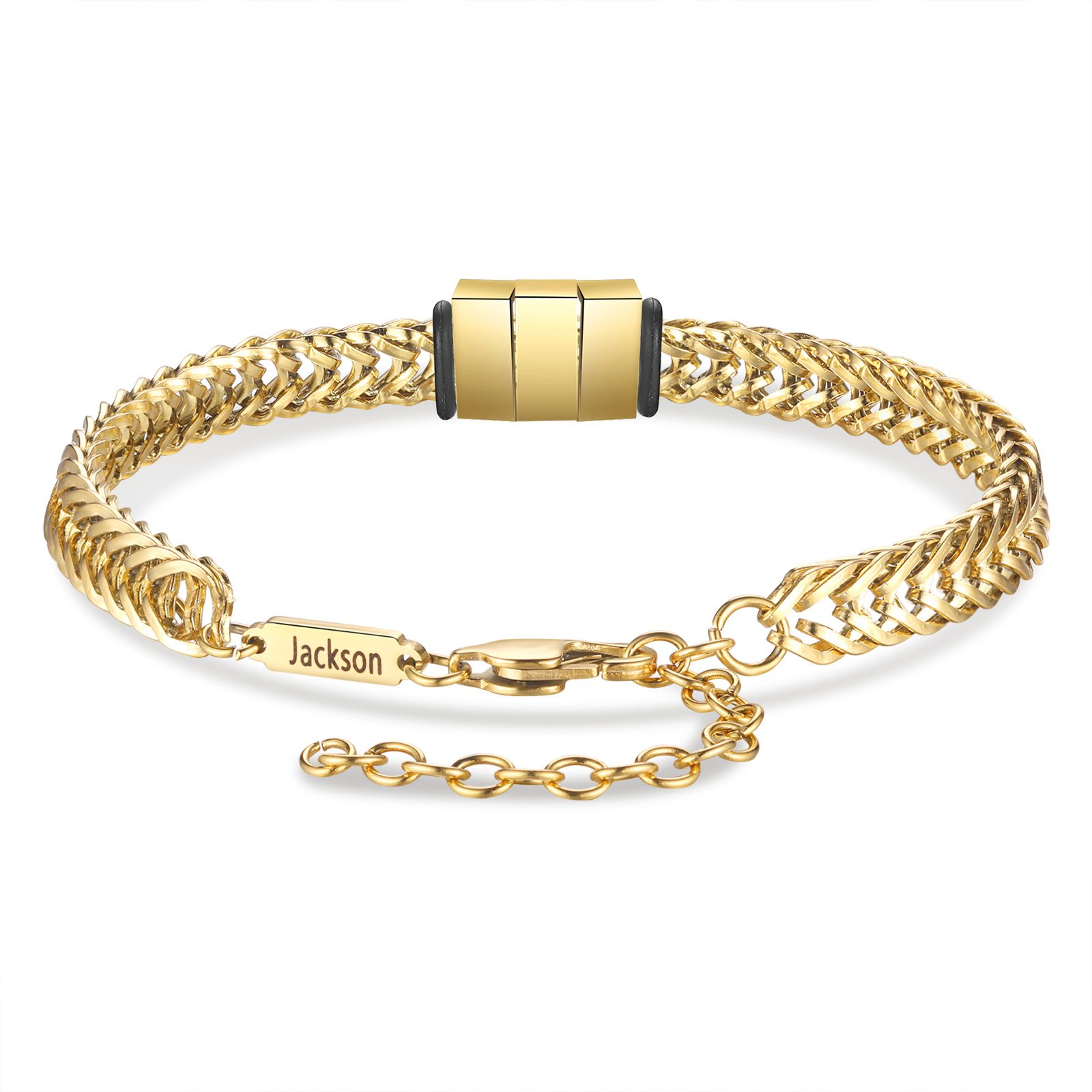 Personalisiertes 3 Namen Herren Edelstahl Armband