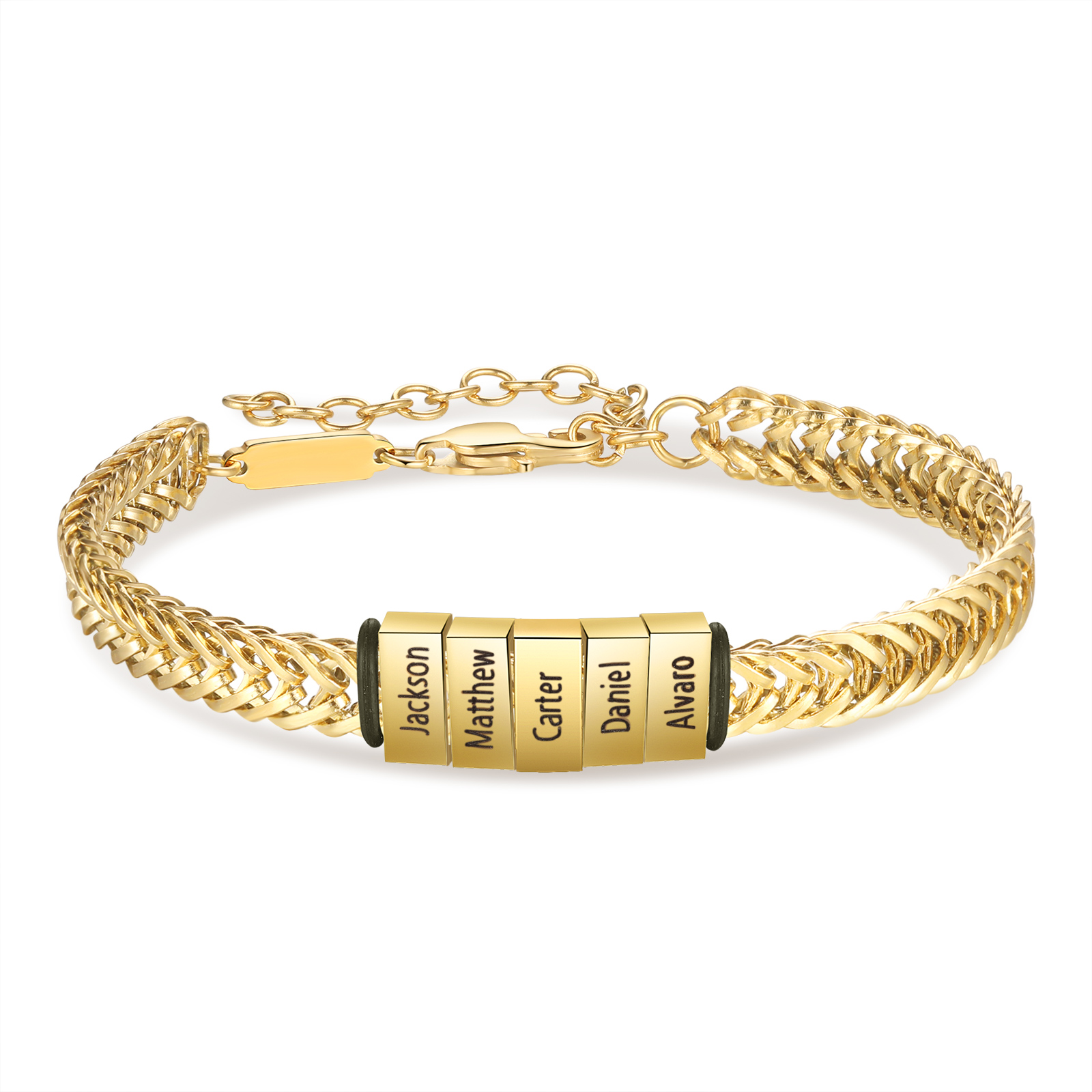 Personalisiertes 5 Namen Herren Edelstahl Armband