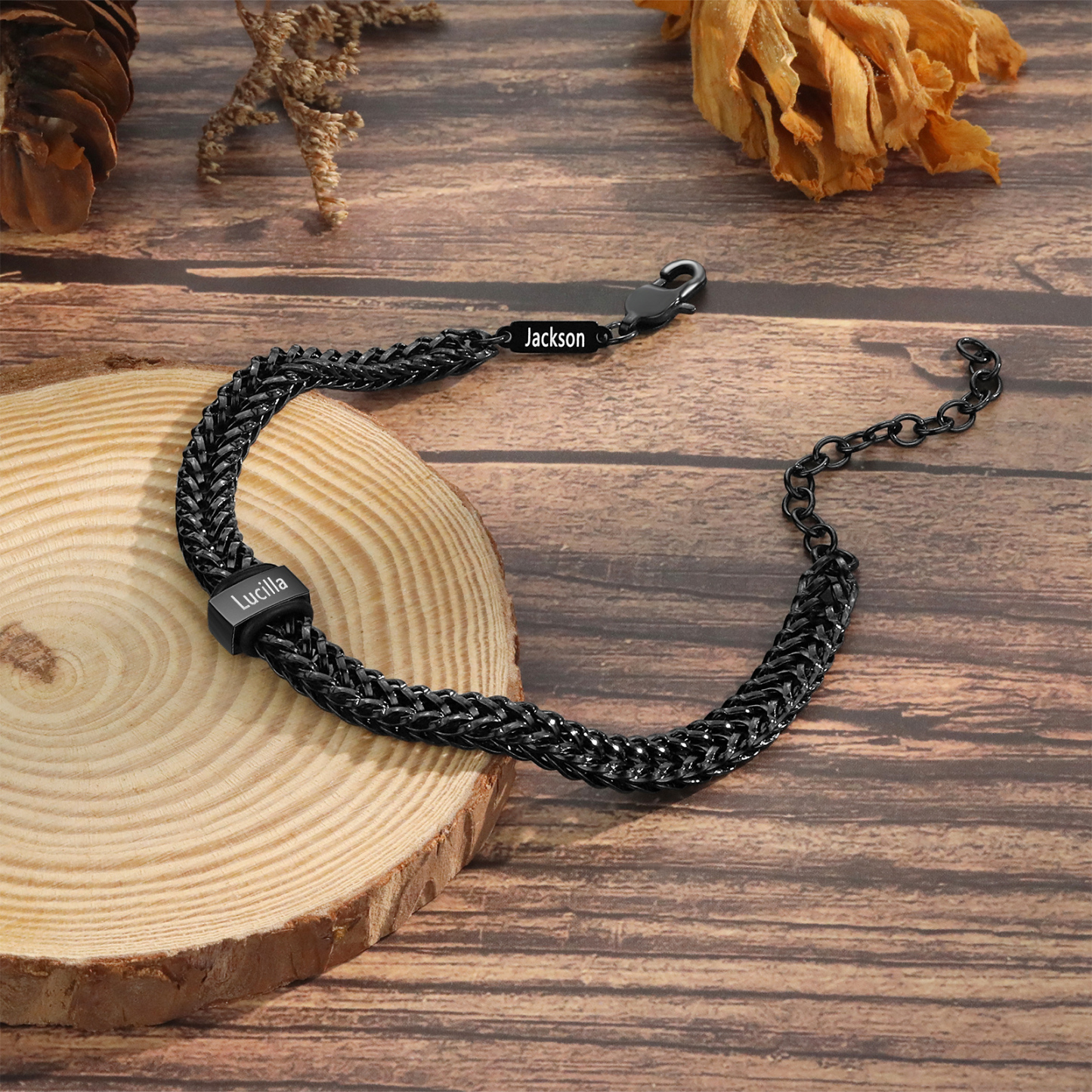 Personalisiertes 1 Name Herren Edelstahl Armband