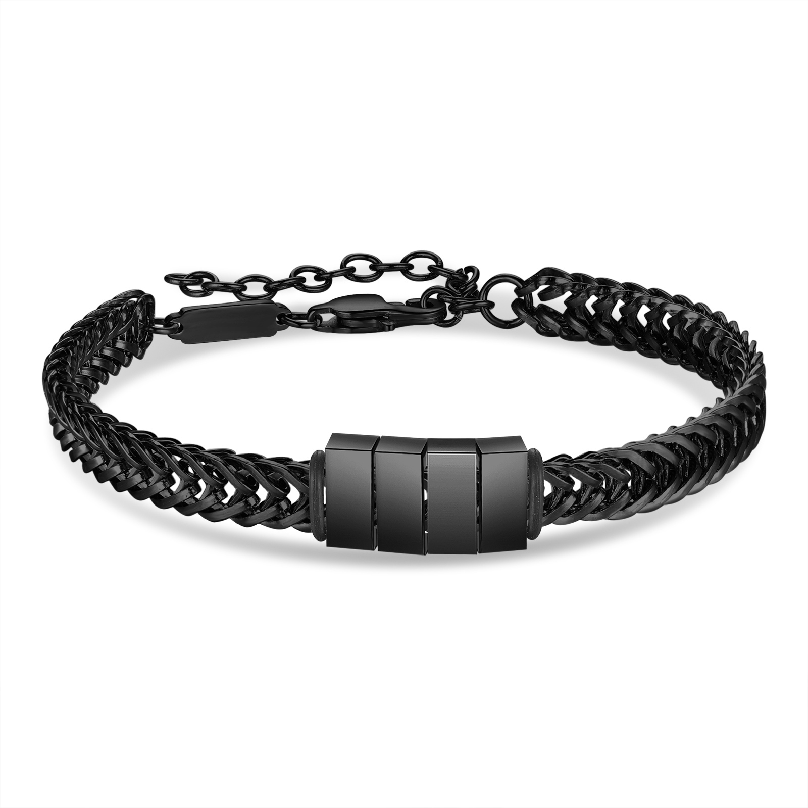 Personalisiertes 4 Namen Herren Edelstahl Armband