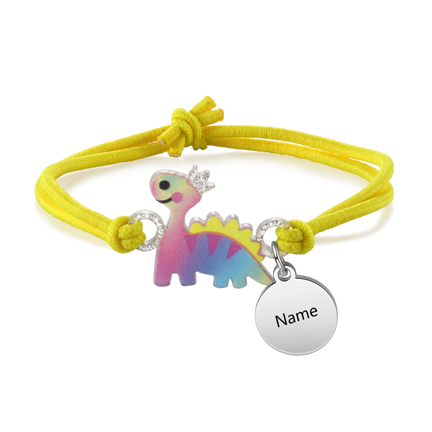 Personalisierter Name Dinos Gummiband Armband- Für das Schulkind-Schulanfang Geschenk mit Nachrichtenkarte