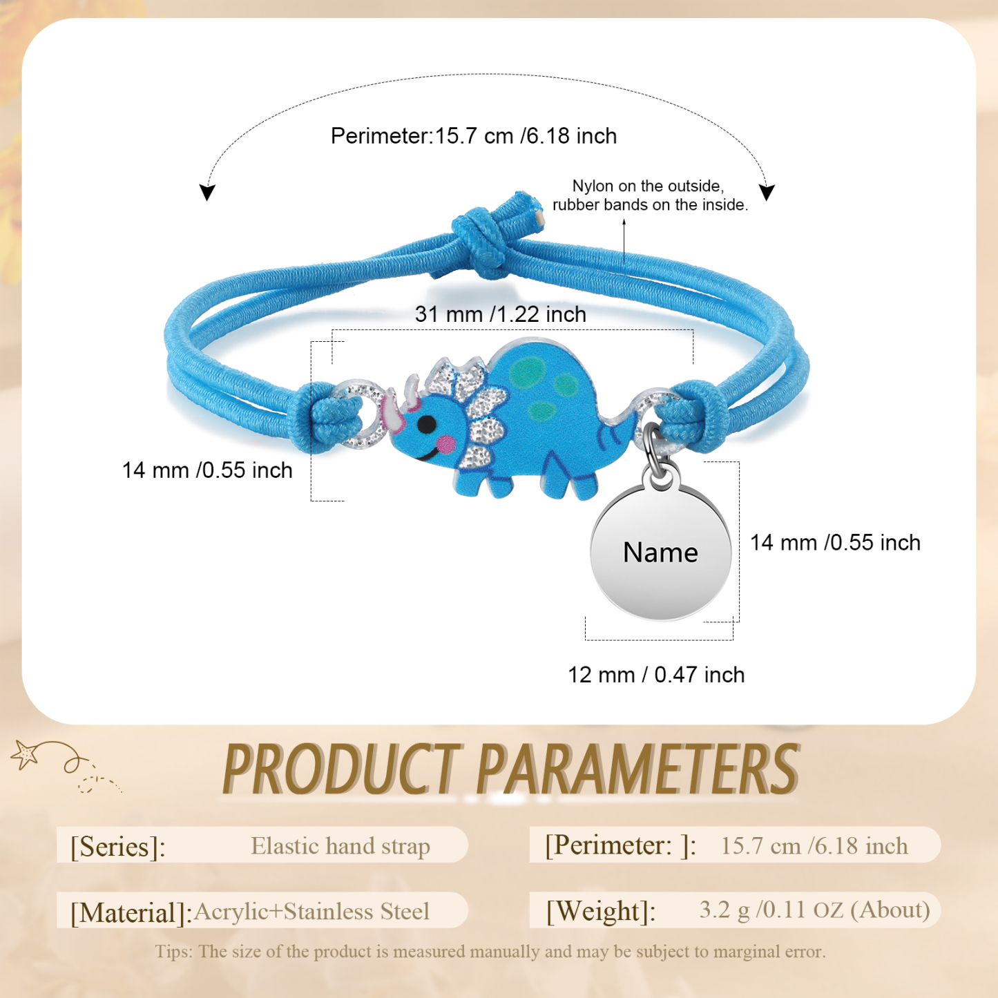 Personalisierter Name Dinos Gummiband Armband- Für das Schulkind-Schulanfang Geschenk mit Nachrichtenkarte